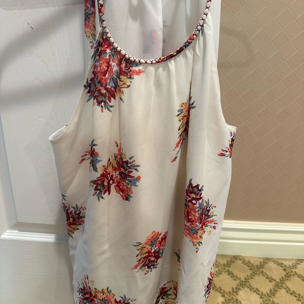 Joie Floral Sleeveless Women's Top - White and Red